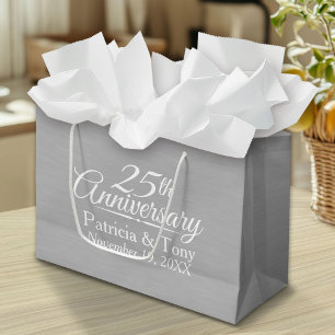 25th Wedding Anniversary Personalised Large Gift Bag