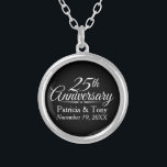 25th Wedding Anniversary Personalised Silver Plated Necklace<br><div class="desc">If you need a different year - other than 25,  please contact me. Traditional black and White - Perfect gift for parents or grandparents. A keepsake that you can customise.</div>