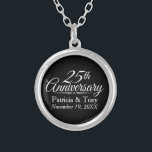 25th Wedding Anniversary Personalised Silver Plated Necklace<br><div class="desc">If you need a different year - other than 25,  please contact me. Traditional black and White - Perfect gift for parents or grandparents. A keepsake that you can customise.</div>