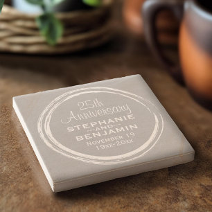 25th Wedding Anniversary Personalised Stone Coaster