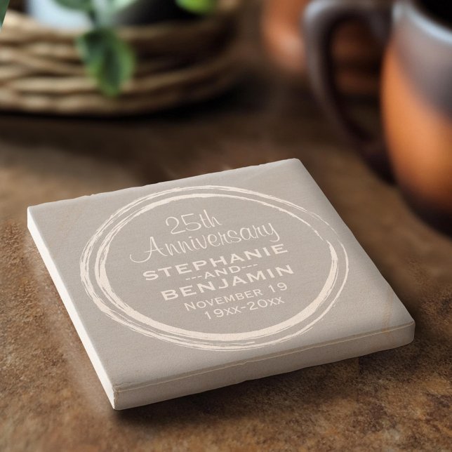 25th Wedding Anniversary Personalised Stone Coaster (Custom Stone Coaster)