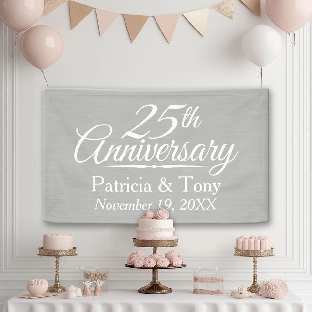 25th Wedding Anniversary Personalized Banner (Custom Anniversary Banner)
