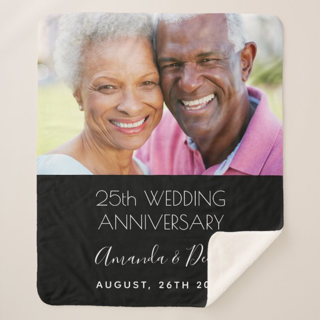 25th wedding anniversary photo couple elegant sherpa blanket (Front)