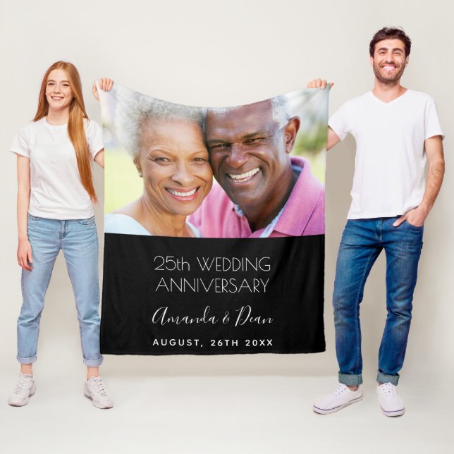 25th wedding anniversary photo modern elegant fleece blanket (In Situ)