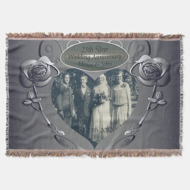25th Wedding Anniversary+Photo  Throw Blanket (Front)