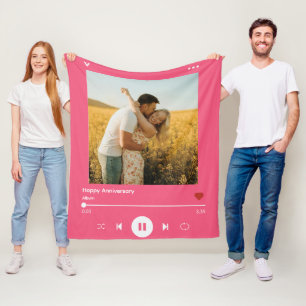 25th wedding anniversary pink Photo Song Album Fleece Blanket