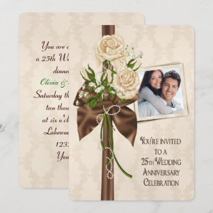 25th Wedding Anniversary Roses Invitation