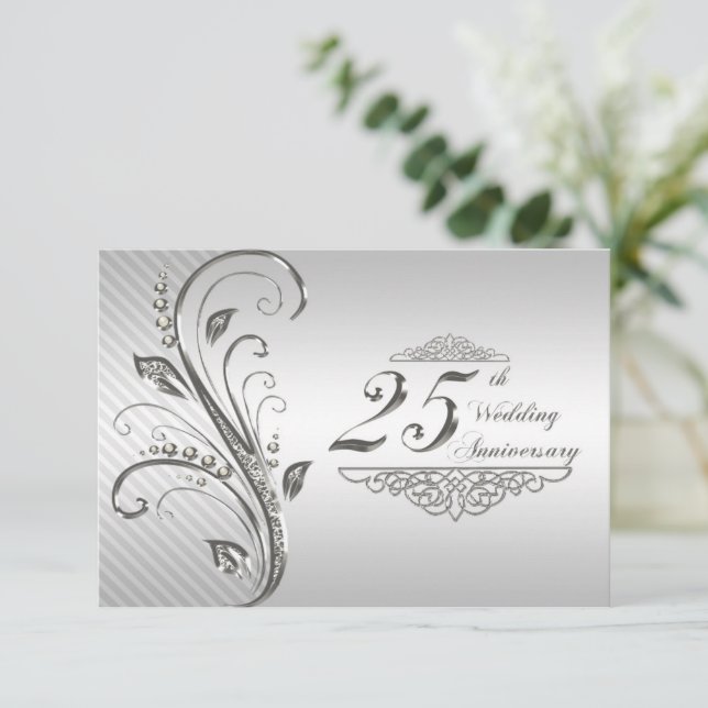 25th Wedding Anniversary RSVP Invitation (Standing Front)