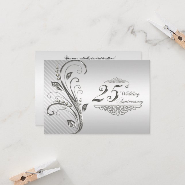 25th Wedding Anniversary RSVP Invitation (Front/Back In Situ)