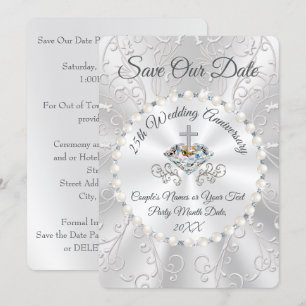 25th Wedding Anniversary SAVE the DATE Cards