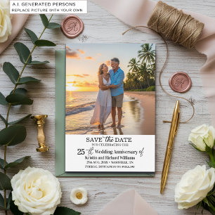 25th Wedding Anniversary Save the Date Photo Card