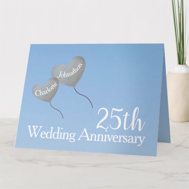 25th Wedding Anniversary silver balloon large Card (Front)