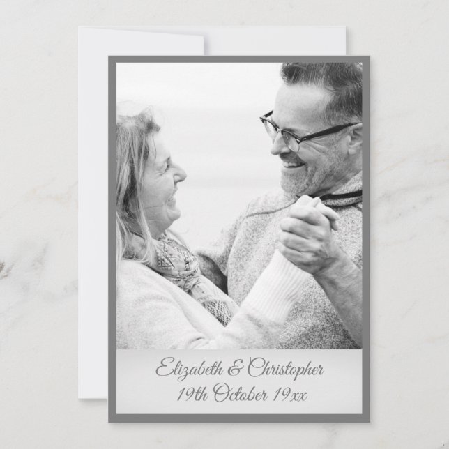 25th Wedding Anniversary Silver Black White Photo Invitation (Front)