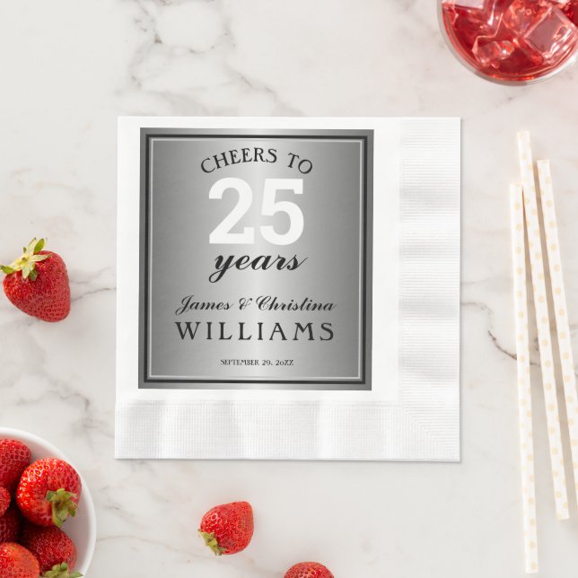25th Wedding Anniversary Silver Cheers 25 Years  Napkin (Insitu)