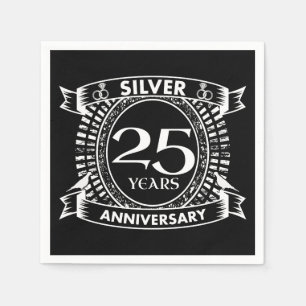 25th wedding anniversary silver crest napkin