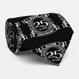 25th wedding anniversary silver crest tie