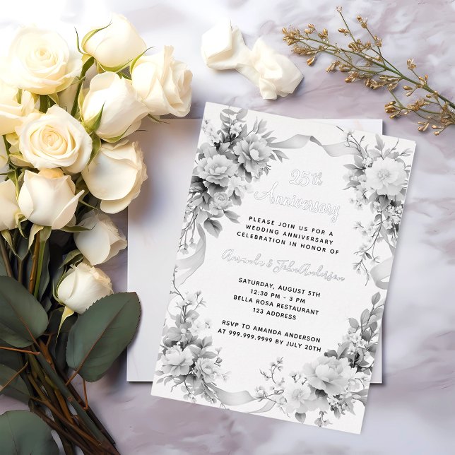 25th wedding anniversary silver florals (Creator Uploaded)