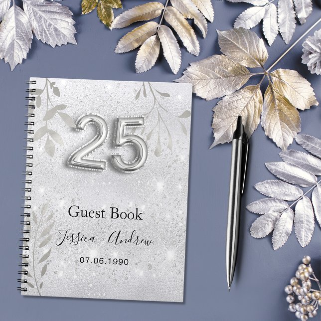 25th wedding anniversary silver foliage guest book (Creator Uploaded)