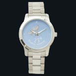 25th Wedding Anniversary silver heart balloon Watch<br><div class="desc">Personalised 25th silver wedding anniversary watch. The design has a blue face with two silver heart balloons floating in the sky. Each balloon has space for the name of the husband and wife. A beautiful gift for a man on his silver wedding anniversary. Matching cards are also available in this...</div>