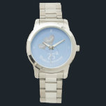25th Wedding Anniversary silver heart balloon Watch<br><div class="desc">Personalised 25th silver wedding anniversary watch. The design has a blue face with two silver heart balloons floating in the sky. Each balloon has space for the name of the husband and wife. A beautiful gift for a man on his silver wedding anniversary. Matching cards are also available in this...</div>