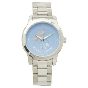 25th Wedding Anniversary silver heart balloon Watch