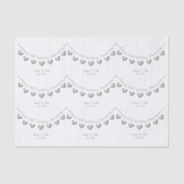 25th Wedding Anniversary Silver heart paper (Front)