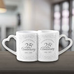 25th Wedding Anniversary Silver Hearts Confetti Coffee Mug Set<br><div class="desc">Personalise with the names and wedding year of the happy couple. A fun,  unique and customisable gift to celebrate anyone's silver wedding anniversary. Designed by Thisisnotme©</div>