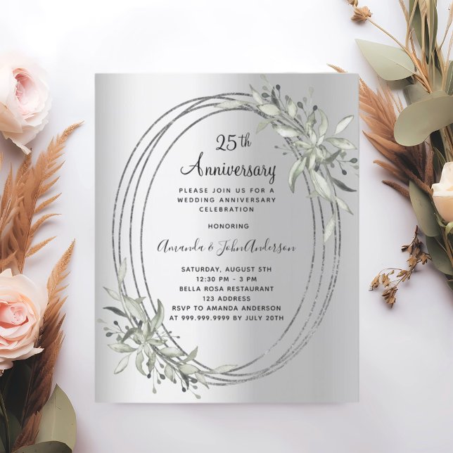 25th wedding anniversary silver invitation (Creator Uploaded)