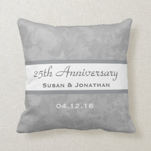25th Wedding Anniversary Silver Muted Leaves B20 Cushion