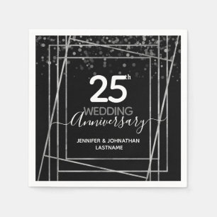 25th Wedding Anniversary Silver Napkin