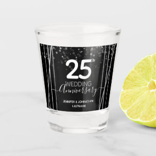 25th Wedding Anniversary Silver Shot Glass