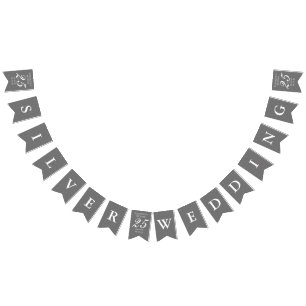 25th Wedding Anniversary Silver Stardust Confetti Bunting
