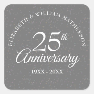 25th Wedding Anniversary Silver Stardust Square Sticker