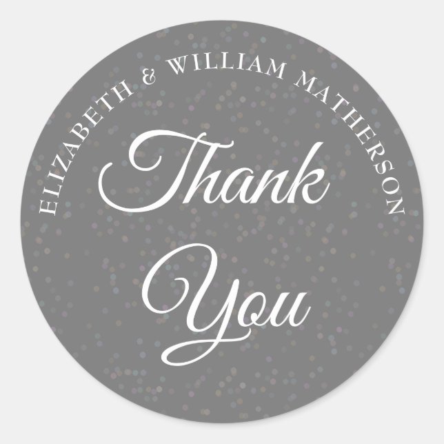25th Wedding Anniversary Silver Stardust Thank You Classic Round Sticker (Front)