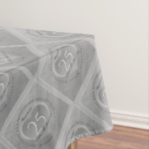25th Wedding Anniversary Silvery Grey Tablecloth