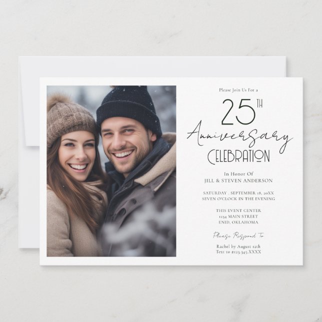 25th Wedding Anniversary Single Photo Invitation (Front)