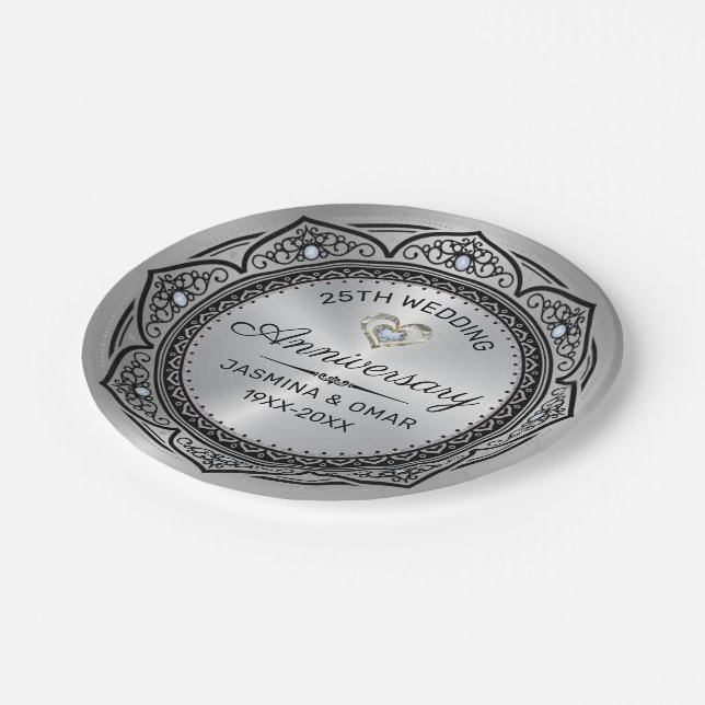 25th wedding anniversary template islamic design d paper plate (Angled)