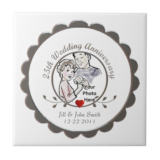 25th Wedding Anniversary Tile (Front)