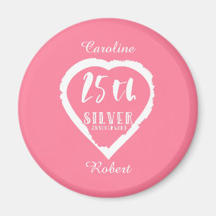 25th wedding anniversary traditional silver magnet
