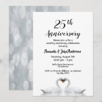 25th wedding anniversary two swans in love white