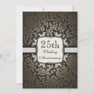 25th wedding anniversary vintage damask invitation
