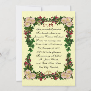 25th Wedding anniversary vow renewal invitation