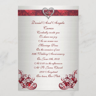 25th wedding anniversary Vow renewal invitation