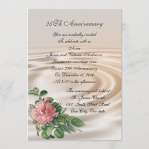 25th Wedding anniversary vow renewal Pink rose Invitation