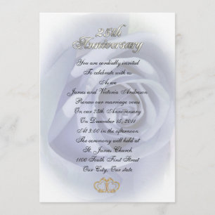 25th Wedding anniversary vow renewal White roses Invitation