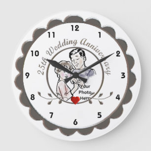 25th  Wedding Anniversary Wall Clock