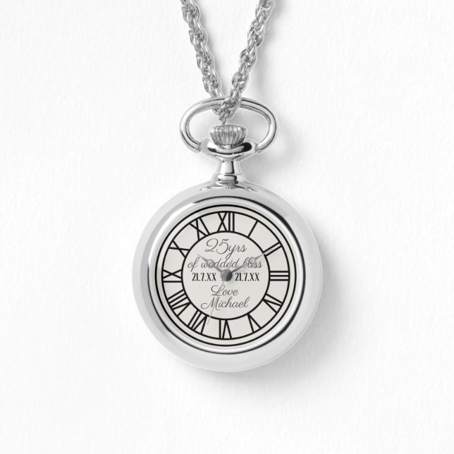 25th Wedding Anniversary Watch Roman Numerals (Front)