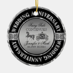 25th Wedding Anniversary-Wedding Horse & Carriage Ceramic Tree Decoration