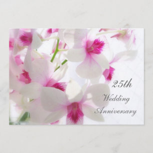25th Wedding Anniversary. White orhcids Invitation