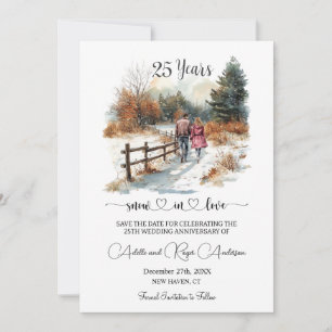 25th Wedding Anniversary Winter Landscape Romantic Save The Date
